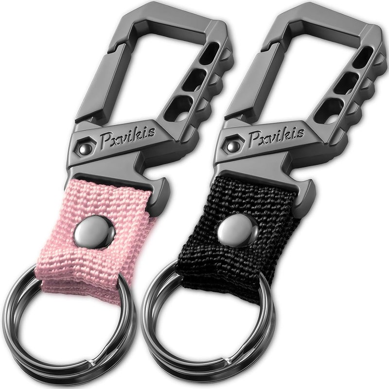 Pxvikis Metal heavy duty key chain carabiner clip bottle opener wrist lanyard ring car key fob unisex for men and women - Image 1